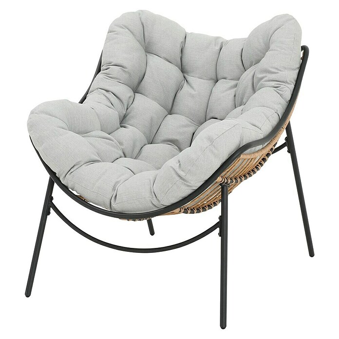 Sillón de jardín Cira II (An x Pr x Al: 94 x 103 x 96 cm, Marrón/Gris, Ratán sintético/Acero) | BAUHAUS