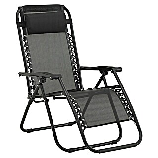 Sunfun Sillón de posiciones Forio (L x An x Al: 152 x 63 x 104 cm, Negro, Textiline/Acero)