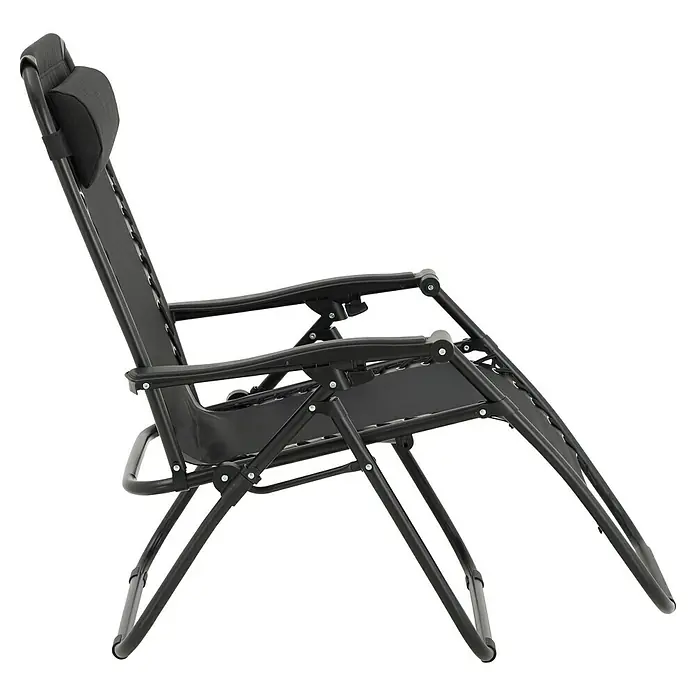 Sunfun Sillón de posiciones Forio - 63 x 152 x 104 cm, Negro, Textiline/Acero - Sillón reclinable negro con respaldo ajustable para momentos de relax en el jardín o en la terraza. Comodidad y estilo combinados.