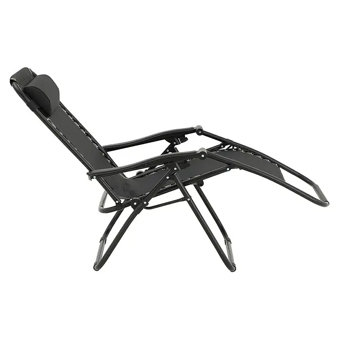 Sunfun Sillón de posiciones Forio - 63 x 152 x 104 cm, Negro, Textiline/Acero - Tumbona reclinable gris oscuro con respaldo y reposapiés ajustables para momentos de relax en el jardín o en la terraza. Perfecta para descansar.