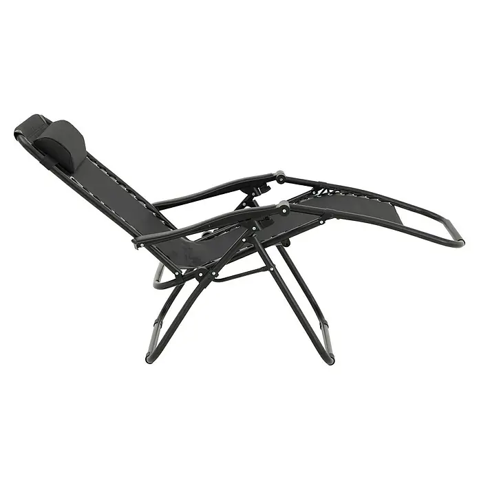 Sunfun Sillón de posiciones Forio - 63 x 152 x 104 cm, Negro, Textiline/Acero - Silla de gravedad cero gris con respaldo y reposacabezas ajustables para máximo confort y relajación. Ideal para jardín o terraza.