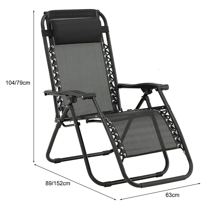 Sunfun Sillón de posiciones Forio (L x An x Al: 152 x 63 x 104 cm, Negro, Textiline/Acero) | BAUHAUS