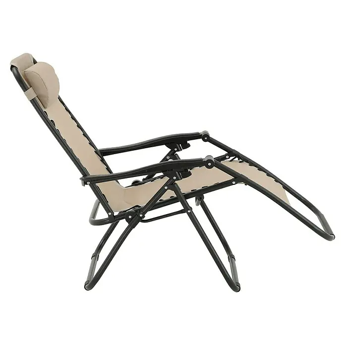 Sunfun Sillón de posiciones Forio - 63 x 152 x 104 cm, Taupe, Textiline/Acero - Relájese con estilo con esta silla reclinable. Ofrece comodidad y es perfecta para jardines, patios o balcones.