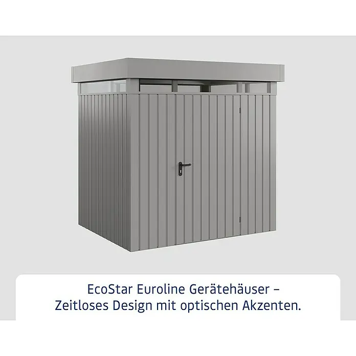 EcoStar Euroline Metallgerätehaus - Außenmaß inkl. Dachüberstand (B x T): 229 x 181 cm, Höhe: 218 cm, Stahl, Aluminium, Einzeltür - EcoStar Euroline Gerätehaus im zeitlosen Design. Ideal zur Aufbewahrung von Gartengeräten und -möbeln.