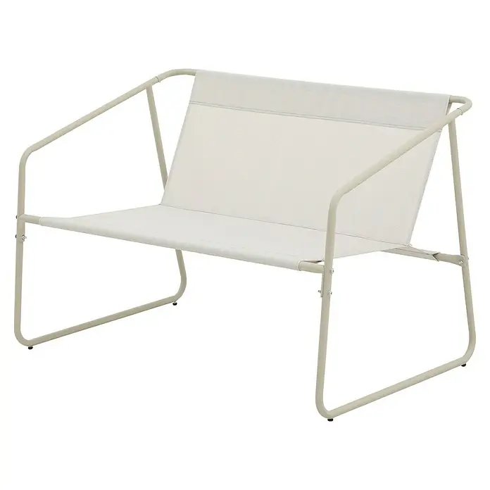 Conjunto de muebles Kateli - 4 pzs., Acero/Textiline, Beige - Esta silla con tela color crema y estructura metálica ligera ofrece una opción de asiento elegante y minimalista. La silla es cómoda.
