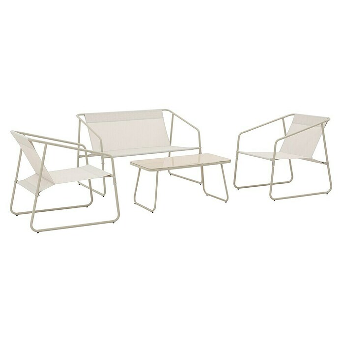 Conjunto de muebles Kateli (4 pzs., Acero/Textiline, Beige) | BAUHAUS