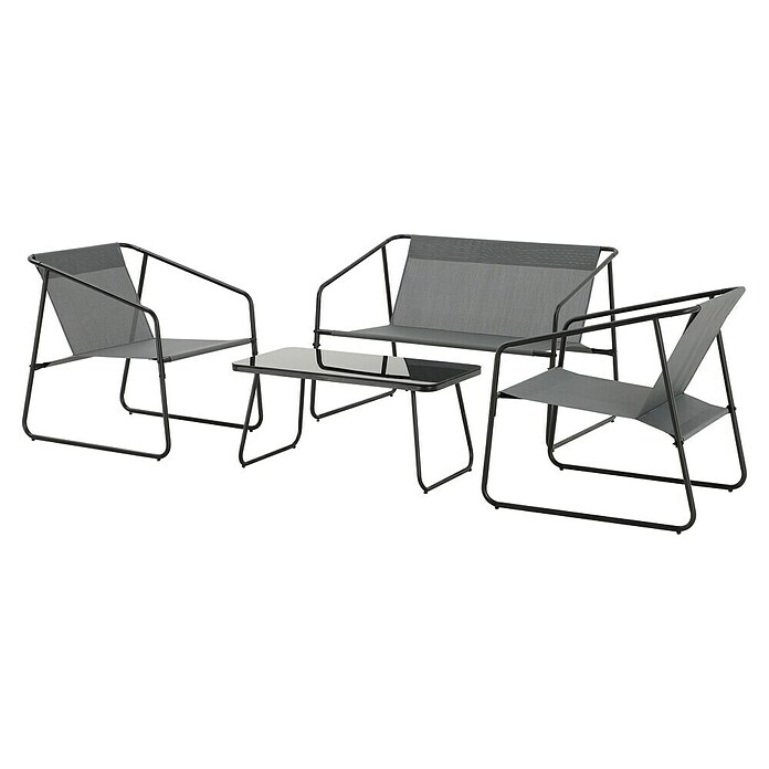 Conjunto de muebles Kateli (4 pzs., Acero/Textiline, Antracita) | BAUHAUS