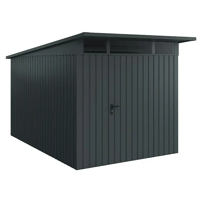 EcoStar Euroline Metallgerätehaus - Außenmaß inkl. Dachüberstand (B x T): 229 x 358 cm, Höhe: 212 mm, Stahl, Anthrazit, Einzeltür - Modernes Gerätehaus mit schlankem Design und praktischer Tür, ideal zur Aufbewahrung von Gartengeräten und mehr.