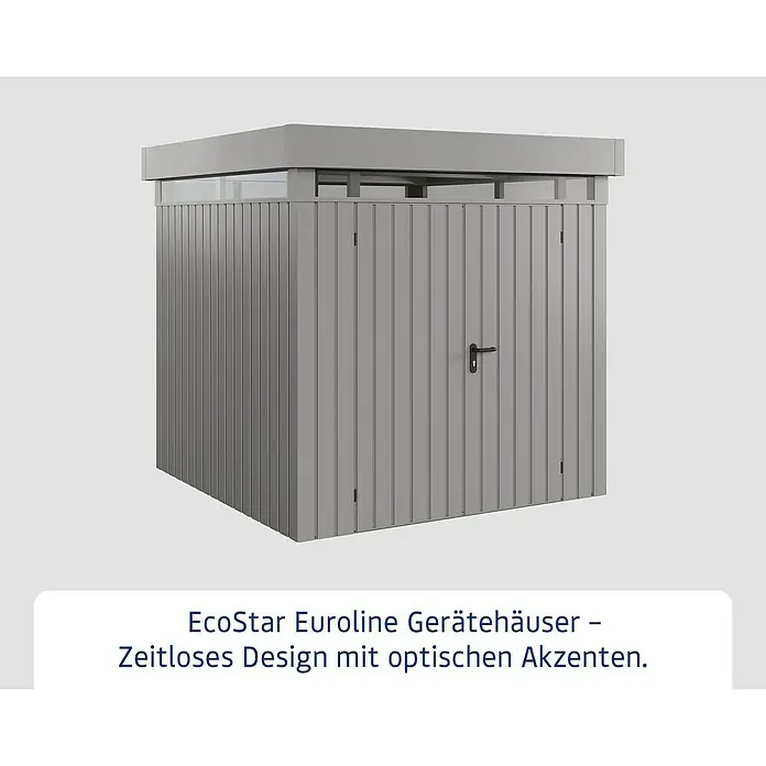 EcoStar Euroline Metallgerätehaus - Außenmaß inkl. Dachüberstand (B x T): 229 x 229 cm, Höhe: 218 cm, Stahl, Aluminium, Doppeltür - EcoStar Euroline Gerätehaus im zeitlosen Design mit optischen Akzenten für den Garten.