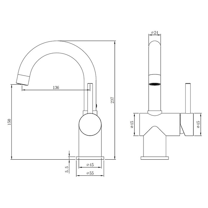 Best Design Wastafelkraan Ore-Logo (RVS, Mat, Hoogte: 240 mm) | BAUHAUS