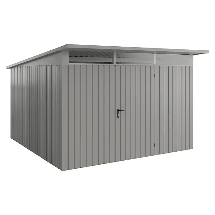 EcoStar Euroline Metallgerätehaus - Außenmaß inkl. Dachüberstand (B x T): 325 x 358 cm, Höhe: 212 mm, Stahl, Aluminium, Einzeltür - Metallgartenhaus mit Doppeltür und Oberlicht für mehr Licht. Praktische Aufbewahrungslösung für den Garten.