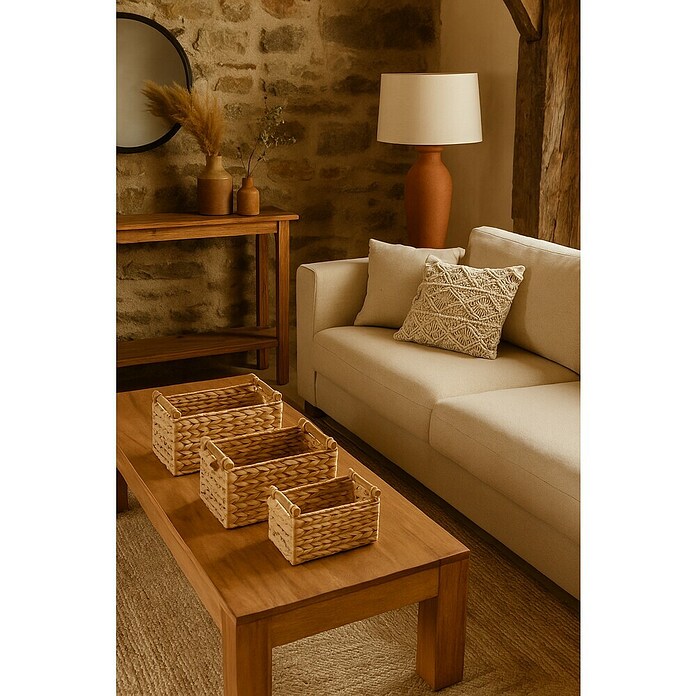 Cesta de fibras naturales (L x An x Al: 32 x 22 x 18 cm, Natural) | BAUHAUS