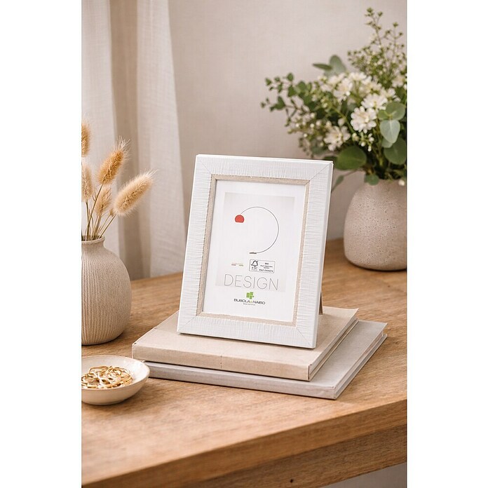 Marco de fotos Design (Blanco/Plateado, 30 x 40 cm, Madera)