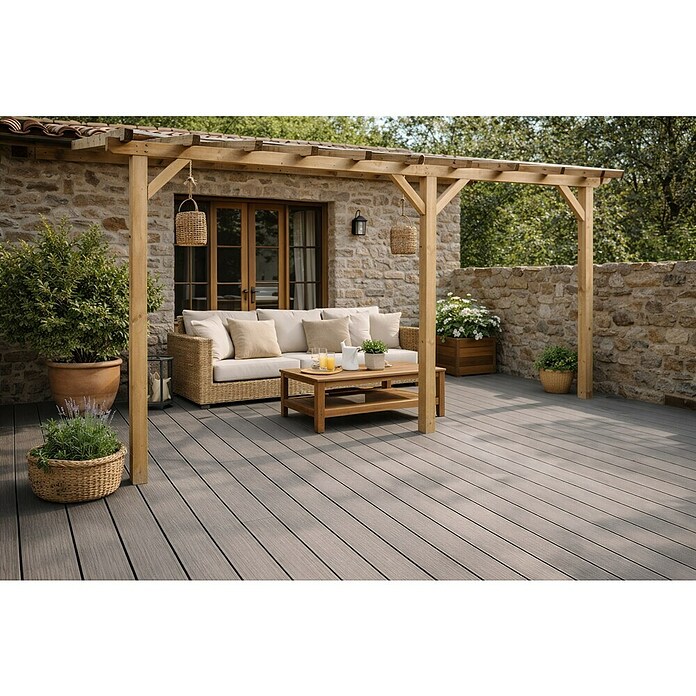 Forest-Style Pérgola adosada Etreta (400 x 265 x 251 cm, Natural)