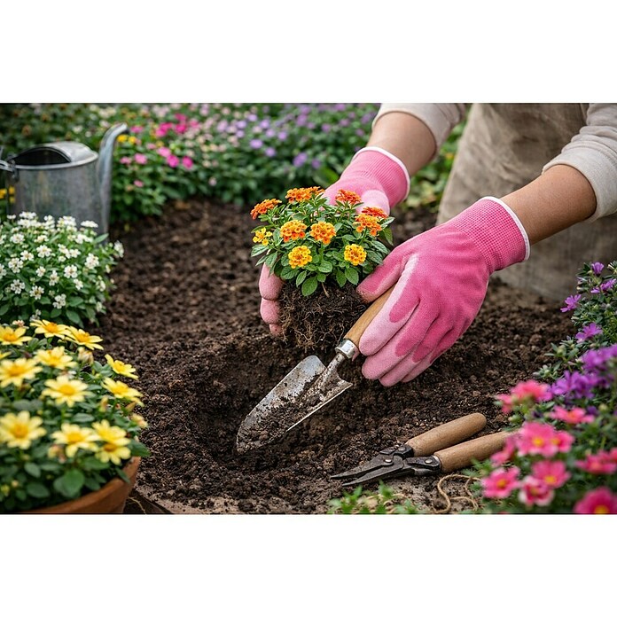 Guantes para jardín (Talla de ropa: 8, Pink)