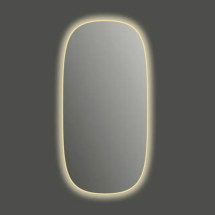 Camargue Espejo con luz Alexia - 50 x 90 cm - Elegante espejo de baño ovalado con iluminación LED integrada. Iluminación elegante y diseño moderno para tu hogar.