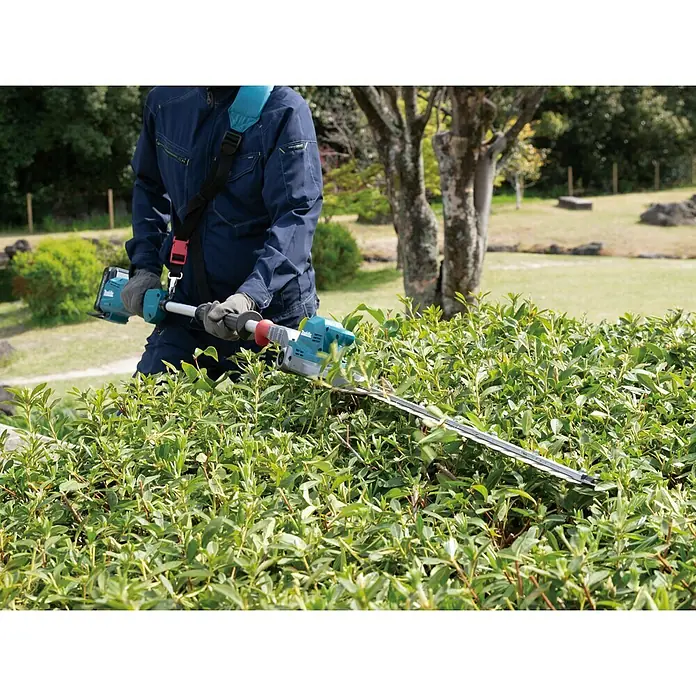 Makita XGT 40V max. Akku-Heckenschere UN001G - 40 V, Li-Ionen, Ohne Akku, Schnittlänge: 600 mm - Gärtner schneidet eine Hecke mit einer Akku-Heckenschere. Präzise Schnitte dank des leistungsstarken Geräts.