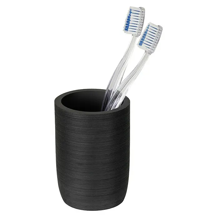 Wenko Zahnputzbecher Altavalle - Polyresin, Schwarz - Dunkelgrauer Zahnputzbecher mit zwei Zahnbürsten. Das Badezimmer-Accessoire hält Ihre Zahnbürsten stilvoll und hygienisch aufbewahrt.