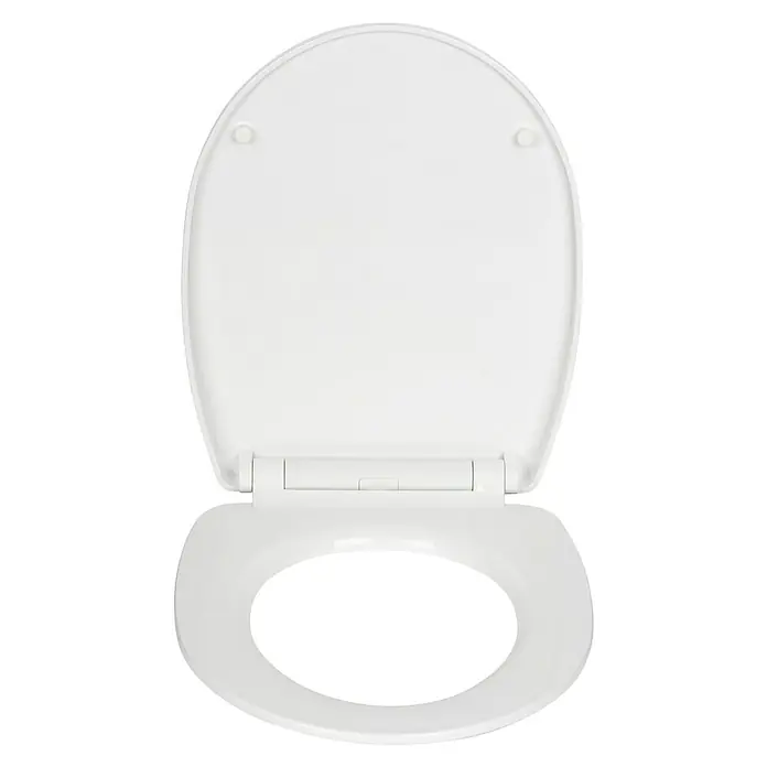Wenko WC-Sitz Leuchtturm - Thermoplast, Mehrfarbig, Mit Absenkautomatik - Weißer Toilettensitz mit Deckel in geöffneter Position, klare und saubere Darstellung für Bad oder Sanitärbereich.