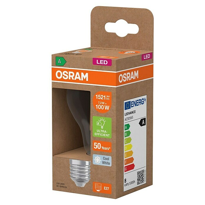 Osram Bombilla LED (E27, No regulable, Blanco neutro, 1.521 lm, 7,2 W) | BAUHAUS