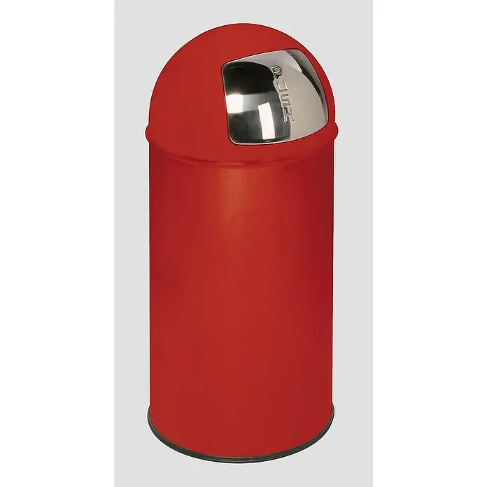 Proregal Standard Mülleimer klassisch mit Einwurfklappe & Inneneinsatz - 35 l, Stahl, Rot