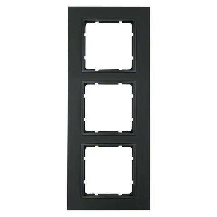 Berker B.7 Abdeckrahmen 10136626 - Anthrazit, 3-fach, Kunststoff - Schwarze 3-fach Abdeckung für Lichtschalter und Steckdosen, passend für Standard-Einsätze, zur Wandmontage und zum Schutz der Elektronik.