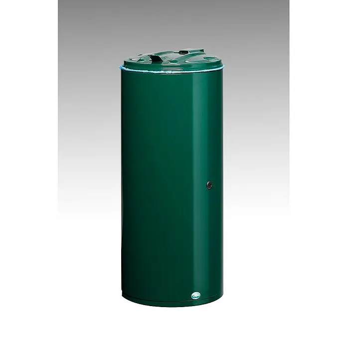 Proregal Standard-Mülleimer mit Einflügeltür + Doppelbart-Schloss - 80 l, Stahl, Grün