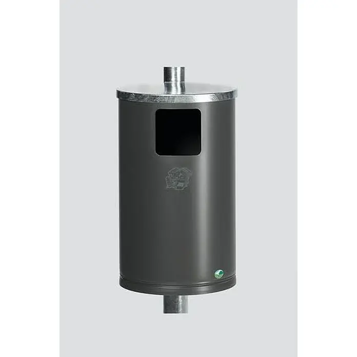 Proregal Standard-Mülleimer zur Wand- oder Rohrbefestigung - 30 l, Stahl, Eisenglimmer