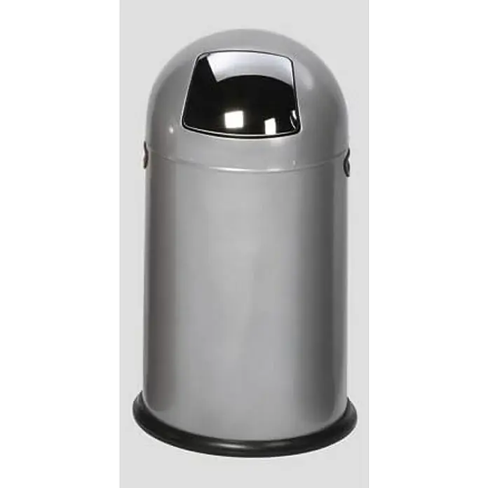 Proregal Standard Mülleimer klassisch mit Einwurfklappe & Inneneinsatz - 40 l, Stahl, Silber