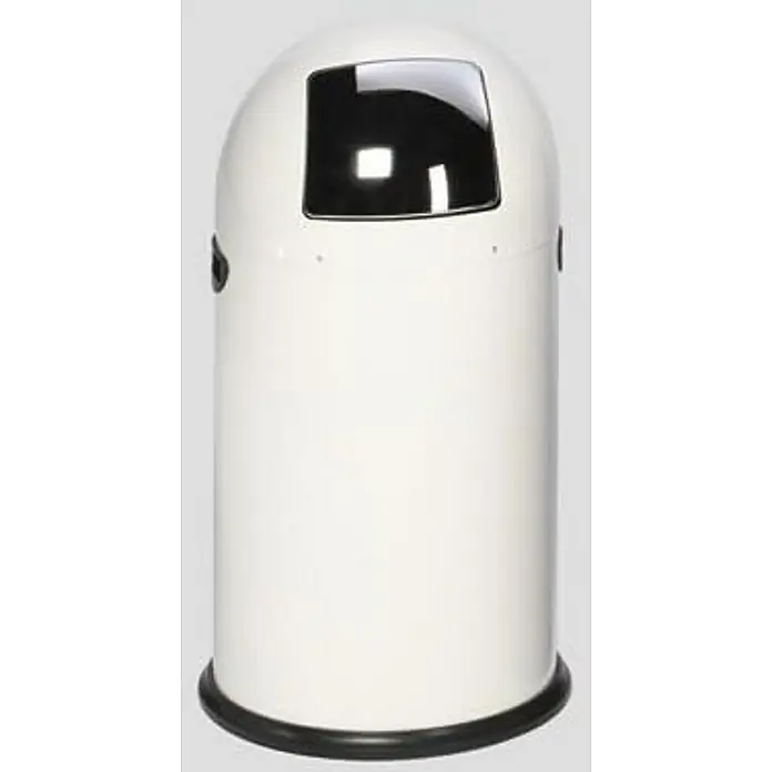 Proregal Standard Mülleimer klassisch mit Einwurfklappe & Inneneinsatz - 40 l, Stahl, Weiß
