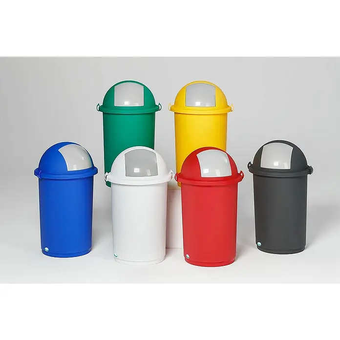 Proregal Standard-Mülleimer robust mit Einwurfklappe - 50 l, Rot