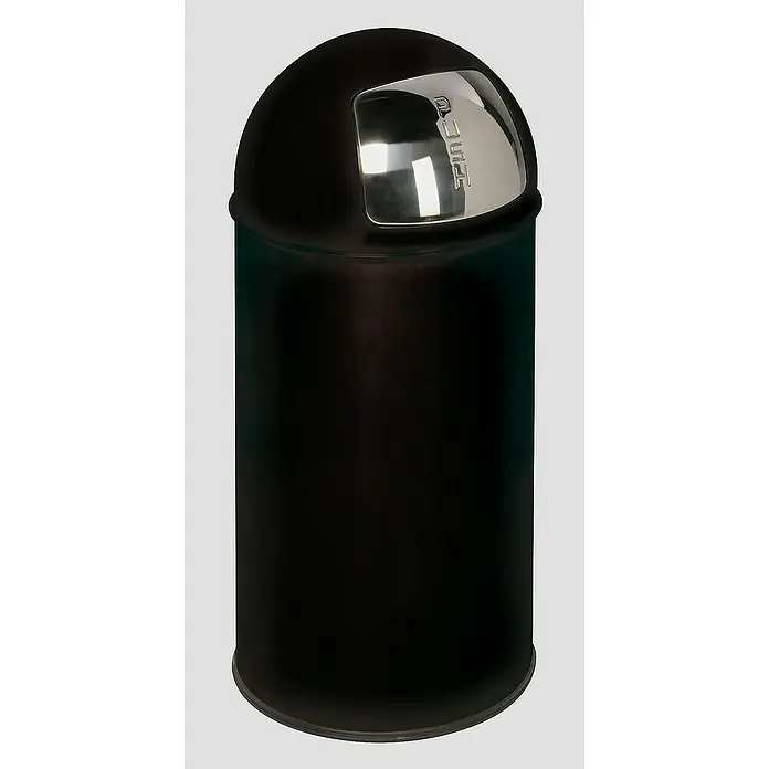 Proregal Standard Mülleimer klassisch mit Einwurfklappe & Inneneinsatz - 35 l, Stahl, Schwarz