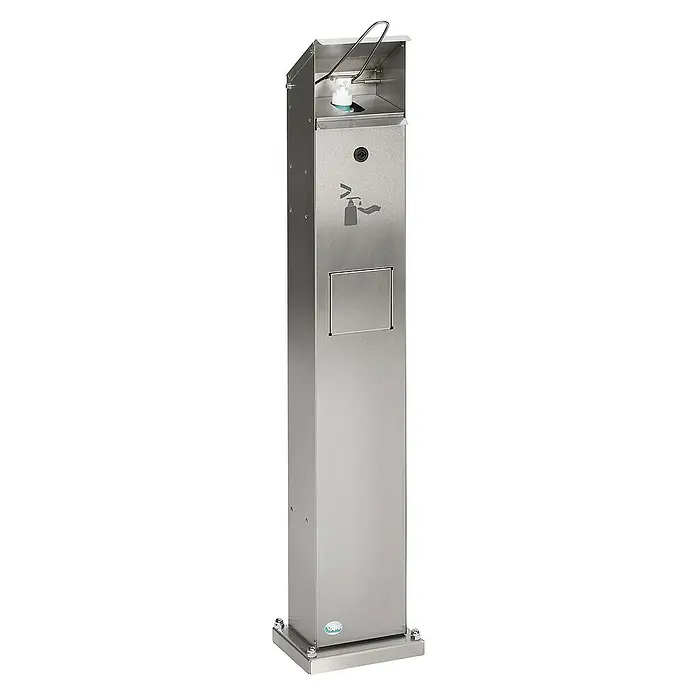 Proregal Standard Mülleimer robuster Handdesinfektionsspender mit Abfallsammler - Edelstahl, Silber