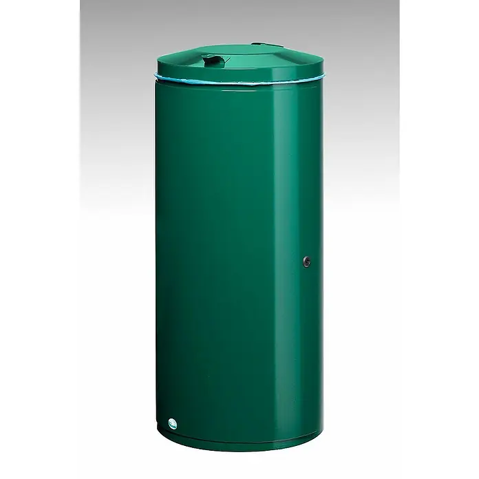 Proregal Standard-Mülleimer mit Einflügeltür + Doppelbart-Schloss - 120 l, Stahl, Grün