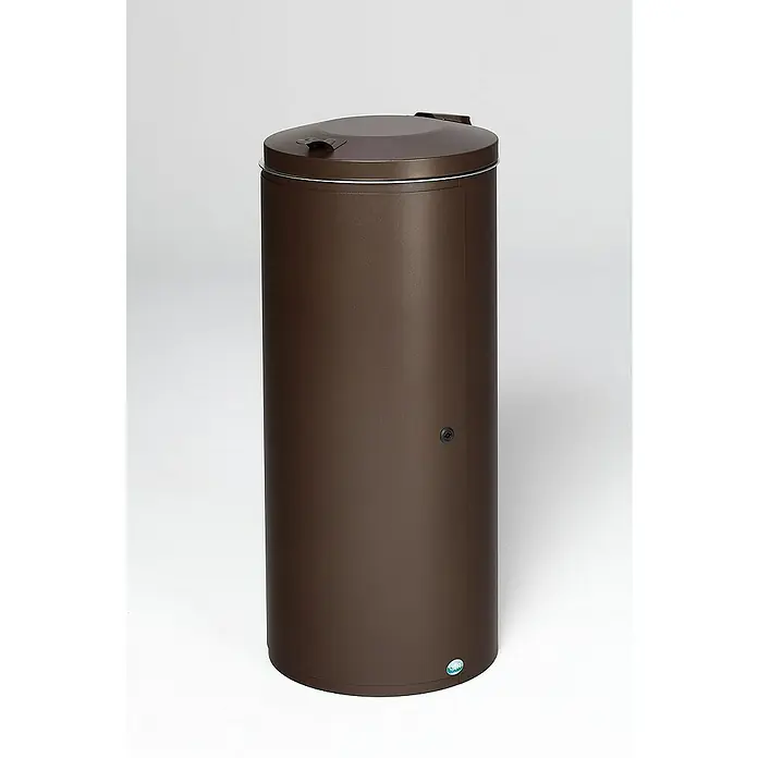 Proregal Standard-Mülleimer mit Einflügeltür + Doppelbart-Schloss - 120 l, Stahl, Braun