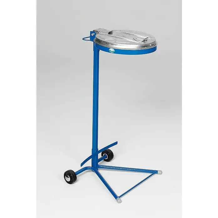 Proregal Standard-Mülleimer - Robuster Einzel-Abfallsammler mit Metall-Deckel - Stahl, Blau-Verzinkt