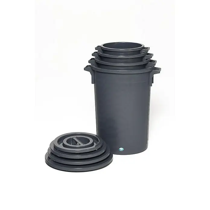 Proregal Standard-Mülleimer robust mit Deckel - 60 l, Schwarz