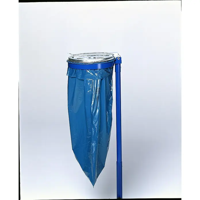 Proregal Standard-Mülleimer - Robuster Einzel-Abfallsammler mit Metall-Deckel - Stahl, Blau-Verzinkt