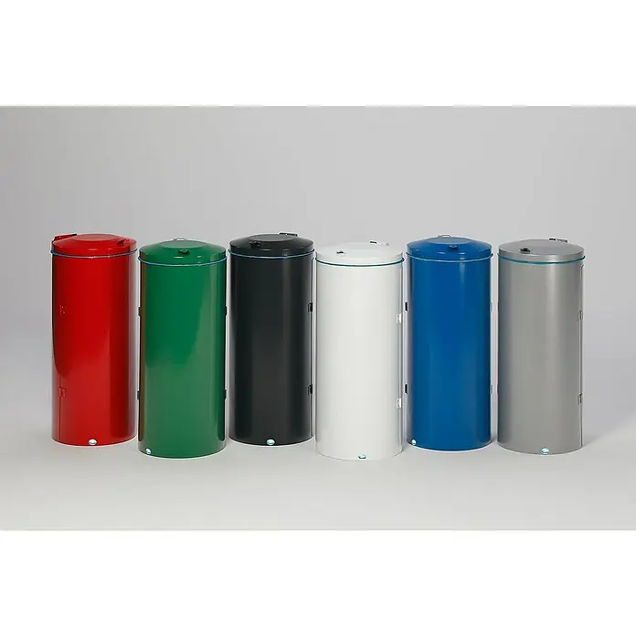 Proregal Standard-Mülleimer robust mit Deckel & Doppeltür - 150 l, Stahl, Silber