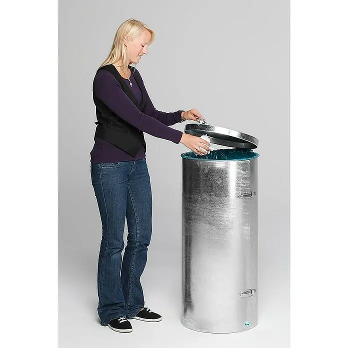 Proregal Standard-Mülleimer robust mit Deckel & Einflügeltür - 70 l, Stahl, Feuerverzinkt