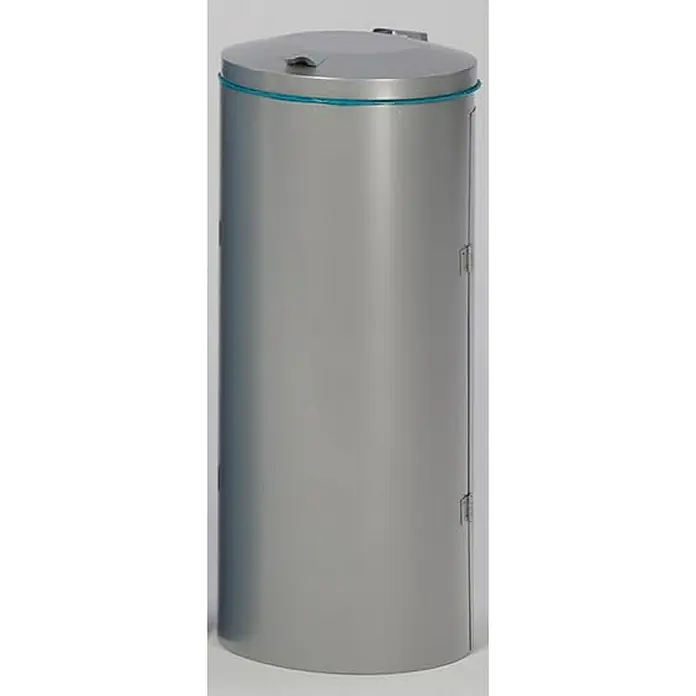 Proregal Standard-Mülleimer robust mit Deckel & Doppeltür - 150 l, Stahl, Silber