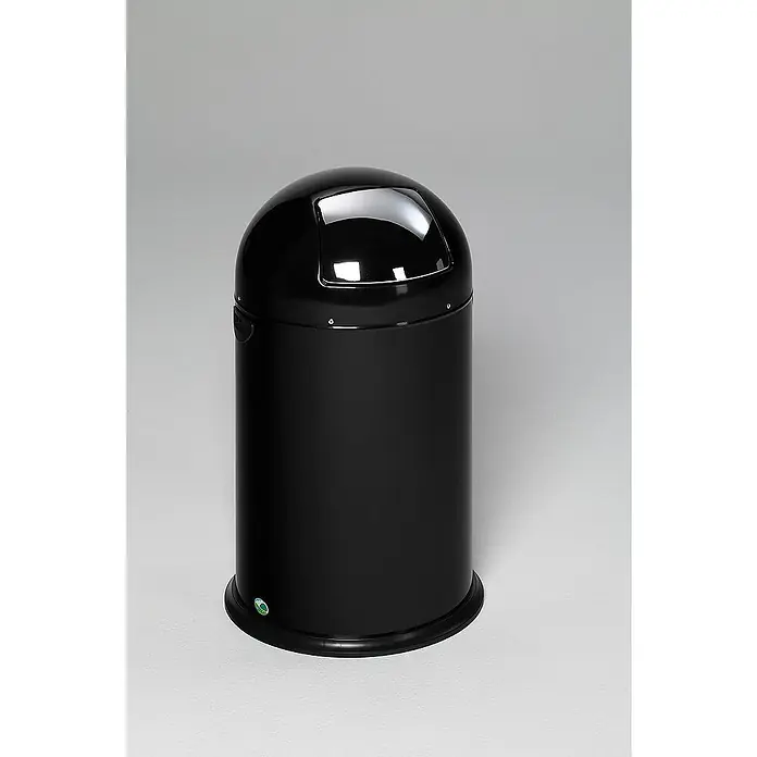 Proregal Standard Mülleimer klassisch mit Einwurfklappe & Inneneinsatz - 40 l, Stahl, Schwarz