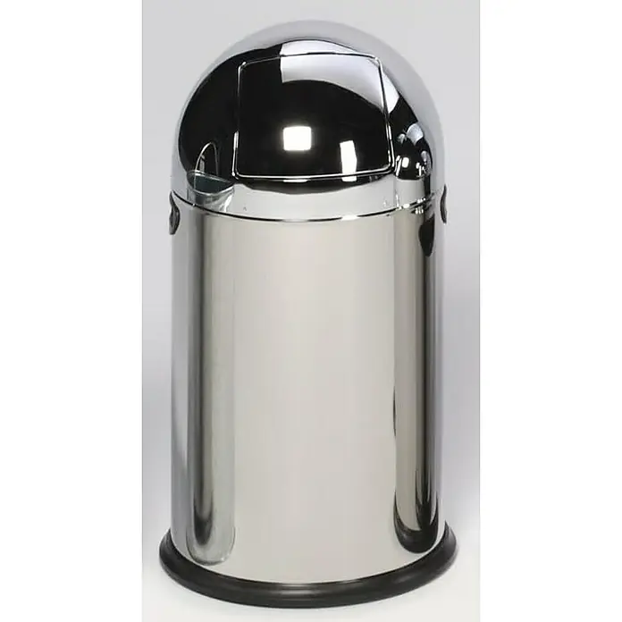 Proregal Standard Mülleimer klassisch mit Einwurfklappe & Inneneinsatz - 33 l, Edelstahl, Silber