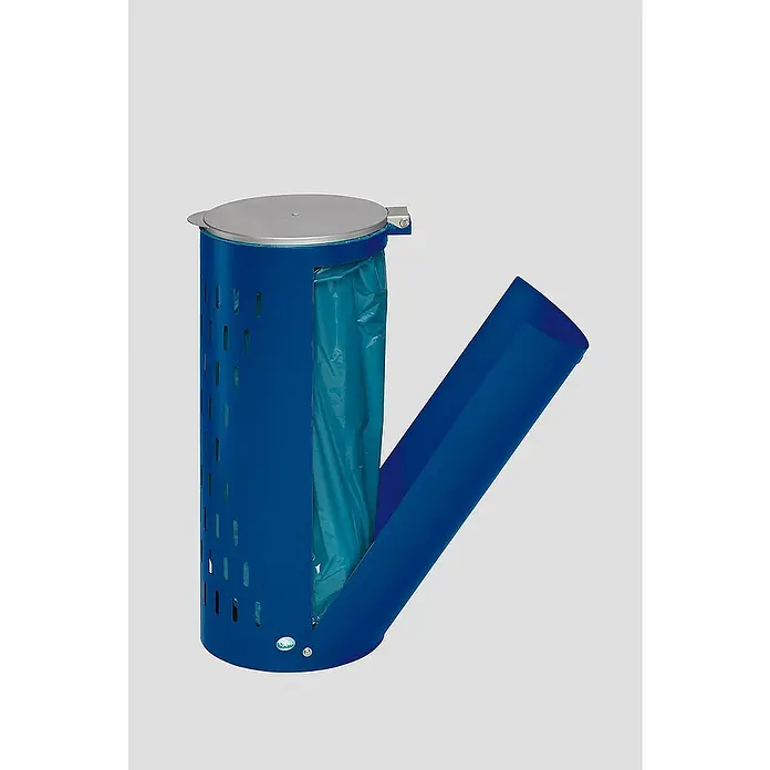 Proregal Standard Mülleimer kompakt gelocht mit Deckel & Klapptür - Stahl, Blau
