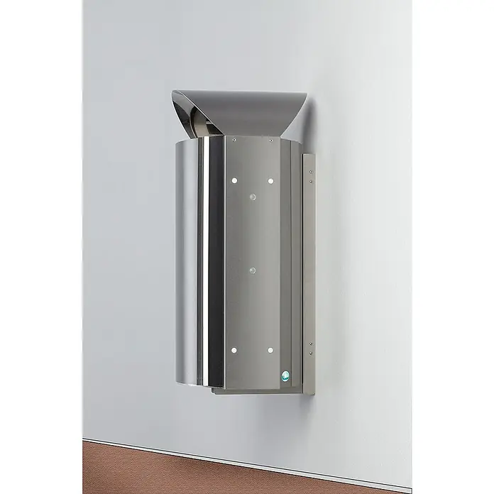 Proregal Standard Mülleimer - Robuster Wandabfallsammler mit Schutzdach für den Aussenbereich - 50 l, Edelstahl, Edelstahl