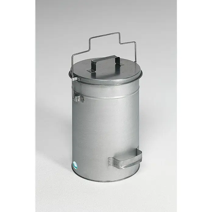 Proregal Standard Mülleimer robust mit Deckel & Tragebügel - Stahl, Silber