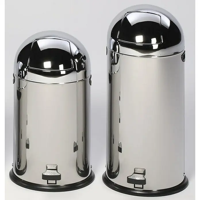 Proregal Standard Mülleimer klassisch mit Einwurfklappe & Inneneinsatz - 40 l, Edelstahl, Silber