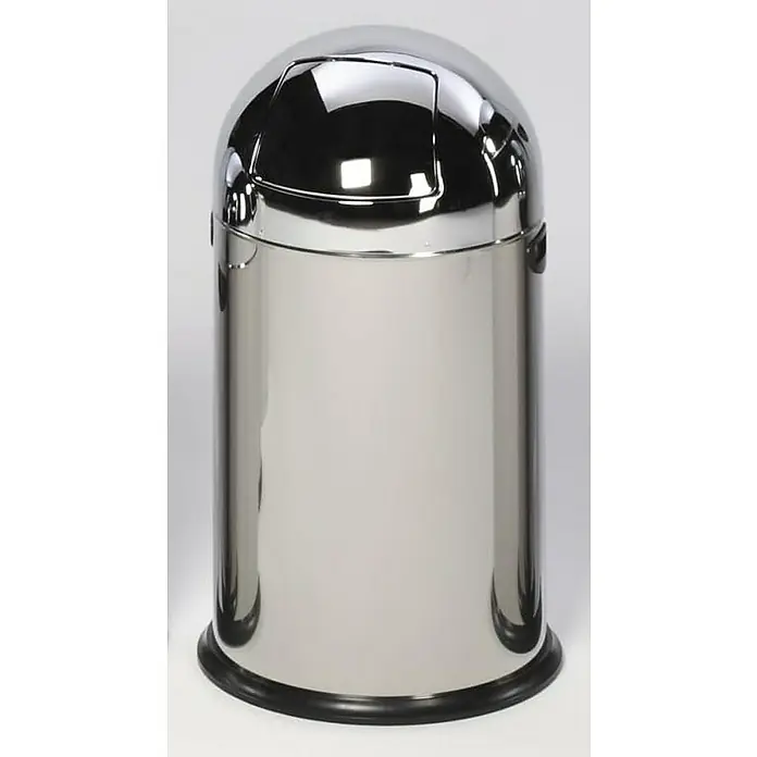Proregal Standard Mülleimer klassisch mit Einwurfklappe & Inneneinsatz - 40 l, Edelstahl, Silber