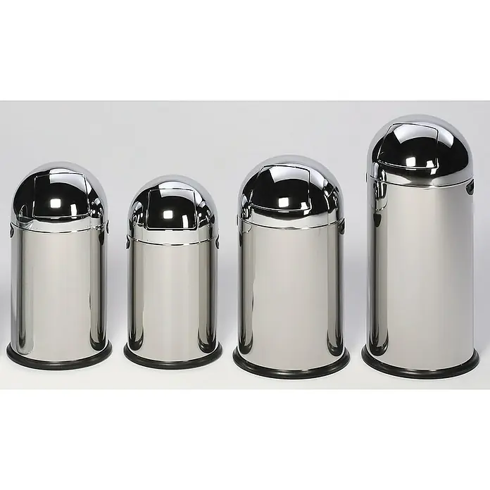 Proregal Standard Mülleimer klassisch mit Einwurfklappe & Inneneinsatz - 40 l, Edelstahl, Silber
