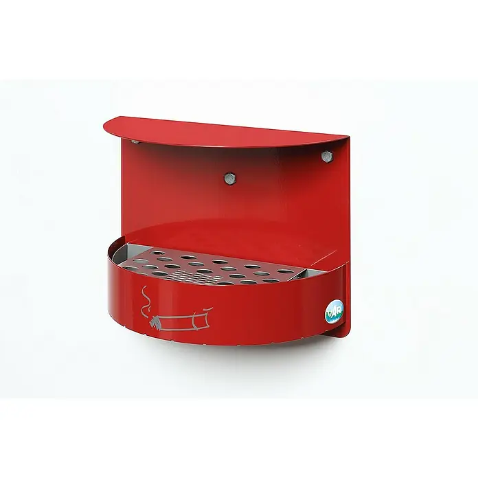 Proregal Aschenbecher - Wandascher mit Schutzdach verschließbar - Stahl, Rot